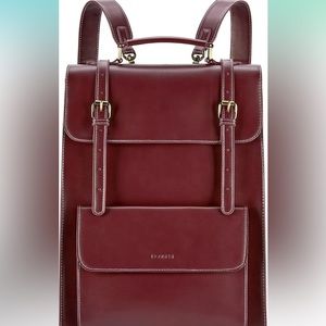 ECOSUSI Laptop 15.6 inches Backpack PU Leather Bag, Burgundy